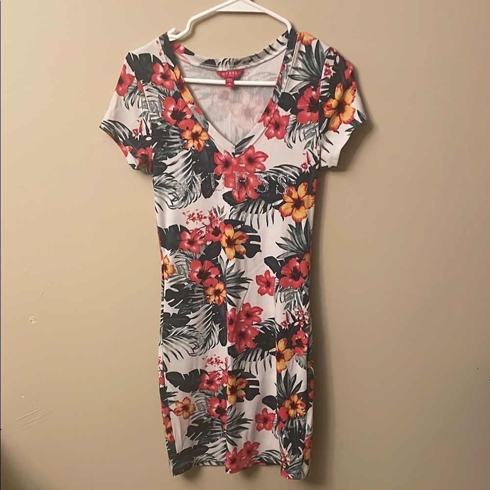 Guess Floral Print Dress - Red, Yellow, Green (Bin U) 5/$85